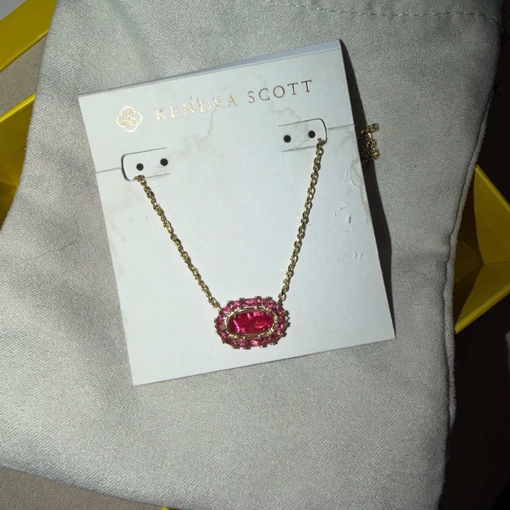 Kendra Scott Elisa Pink Necklace with Gold Chain